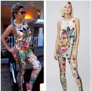 Adidas 2Piece Floral tank and leggings size S